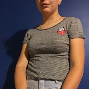 Black and whit striped T-shirt